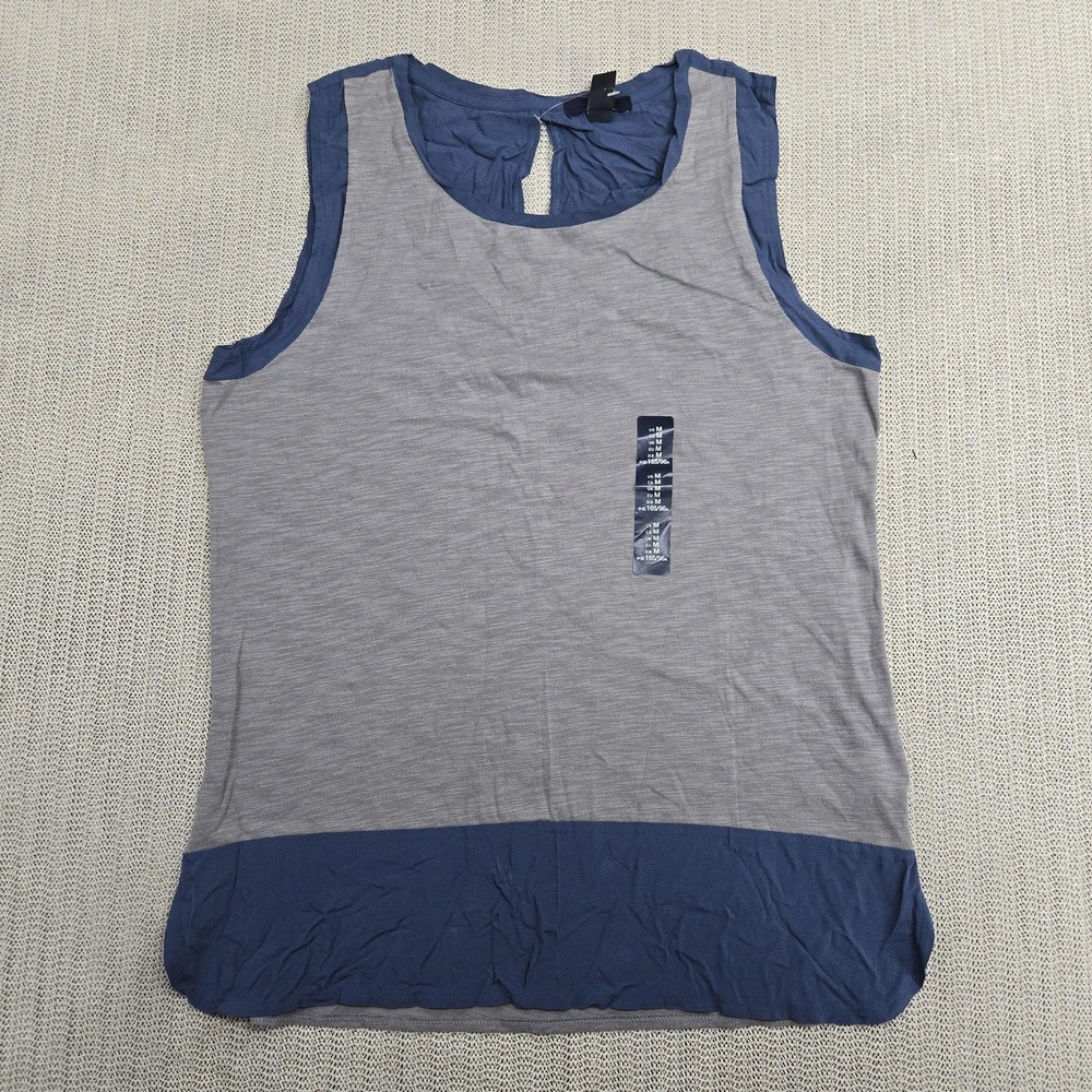 Gap Tank Top Womens Medium Gray Blue Sleeveless Split Back Lightweight Shirt